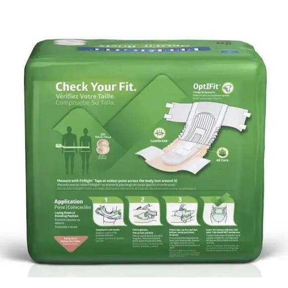 FitRight OptiFit Incontinence Briefs Disposable Unisex Briefs Heavy Absorbency L - Picture 2 of 7